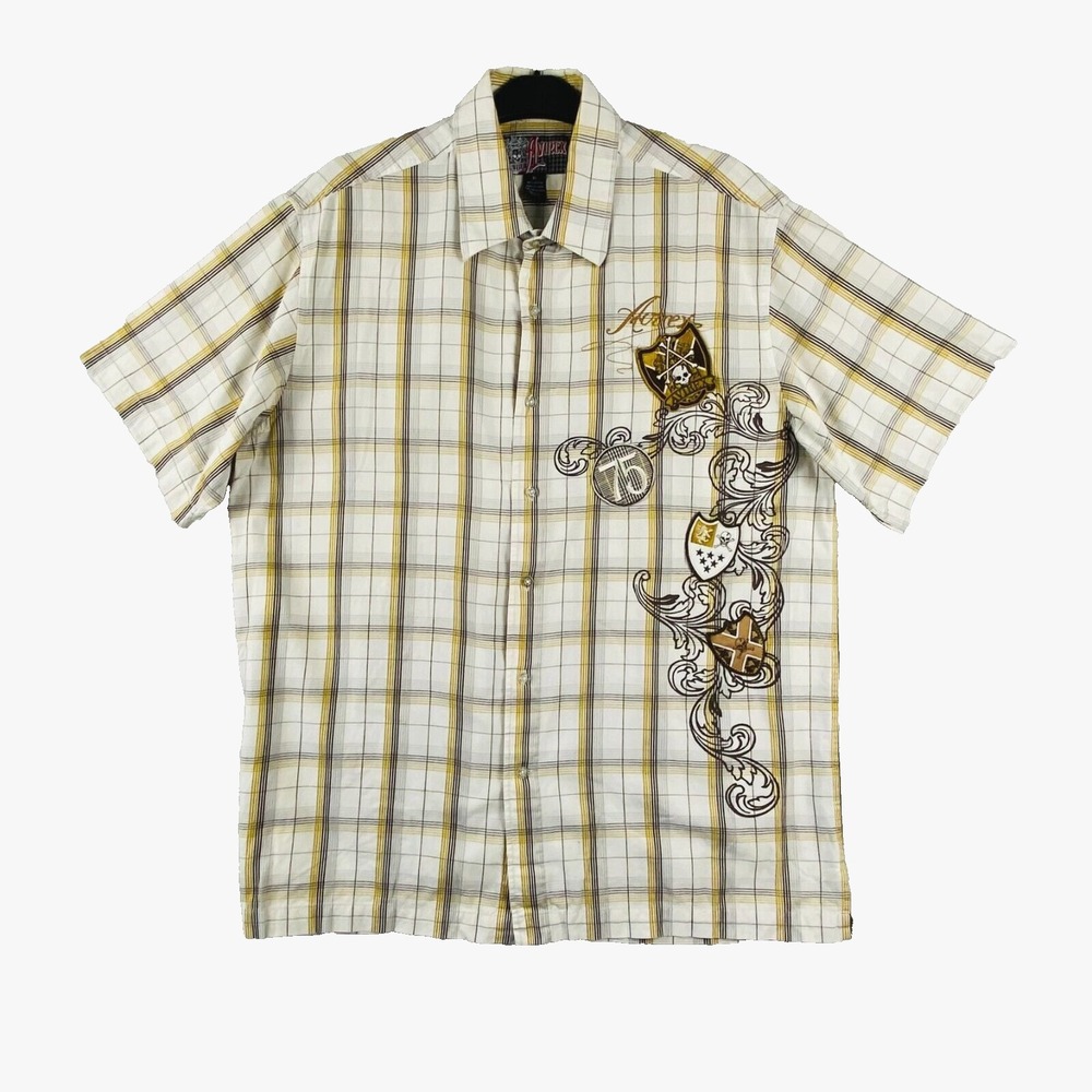 Avirex Plaid Men's Shirt Size XL Short‎ Sleeve Button Up Multicolor